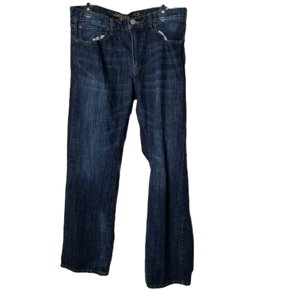 American Eagle Original Boot Jeans Mens 34x32 Fits 34x30 Dark Wash Western